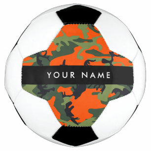 Orange Camouflage Pattern, Your name, Personalise Soccer Ball