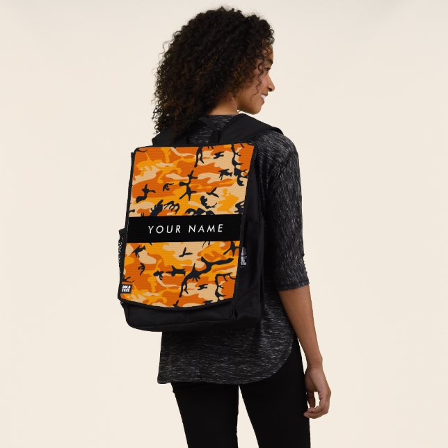 Orange Camouflage Your name Personalise Backpack (Worn)
