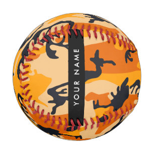 Orange Camouflage Your name Personalise Baseball