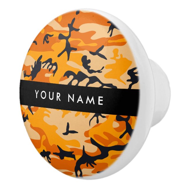 Orange Camouflage Your name Personalise Ceramic Knob (Right)