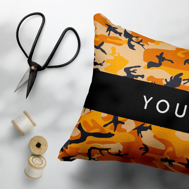 Orange Camouflage Your name Personalise Decorative Cushion (Creator Uploaded)