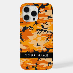 Orange Camouflage Your name Personalise iPhone 15 Pro Max Case