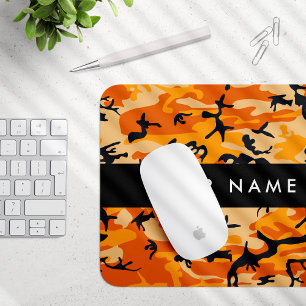 Orange Camouflage Your name Personalise Mouse Pad