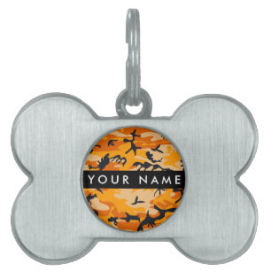 Orange Camouflage Your name Personalise Pet ID Tag