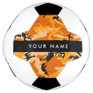 Orange Camouflage Your name Personalise Soccer Ball