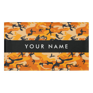 Orange Camouflage Your name Personalise Tag