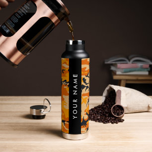 Orange Camouflage Your name Personalise Water Bottle