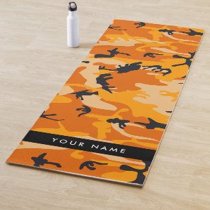 Orange Camouflage Your name Personalise Yoga Mat