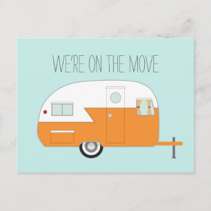Orange Camper Announcement Postcard