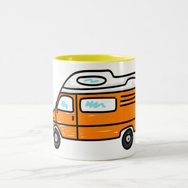 Orange Campervan Two-Tone Coffee Mug (Center)