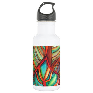 Orange Canna leaves watercolor original art 532 Ml Water Bottle