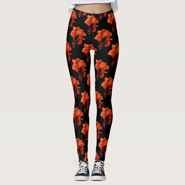 Orange Canna Lilies Leggings (Front)