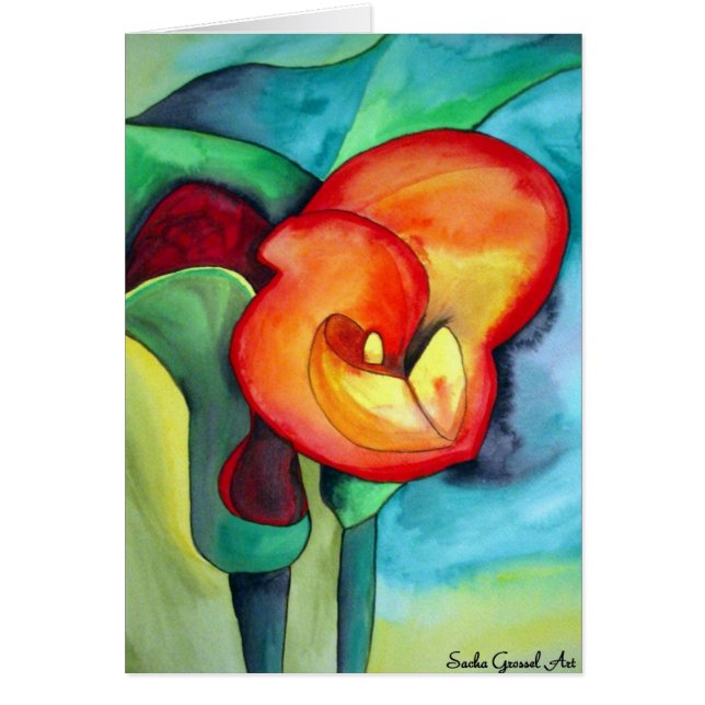 Orange Canna lily original watercolor art (Front)