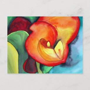 Orange Canna lily original watercolor art Postcard