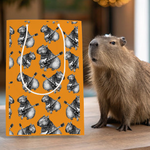Orange Capybara Rockstar Medium Gift Bag