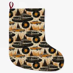 Orange Car Vinyl Mantel Nostalgia Large Christmas Stocking