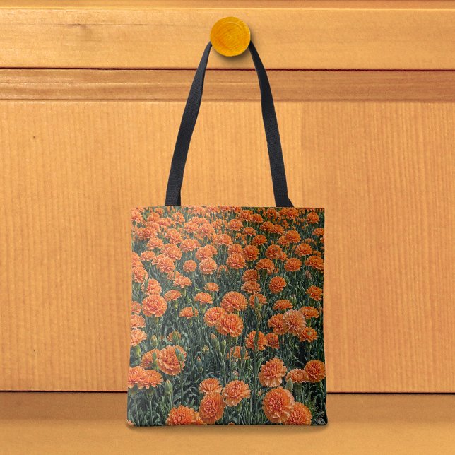 Orange Carnations Tote Bag (Tote bag with orange carnations)
