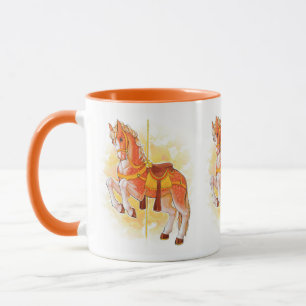 Orange Carousel Horse Mug