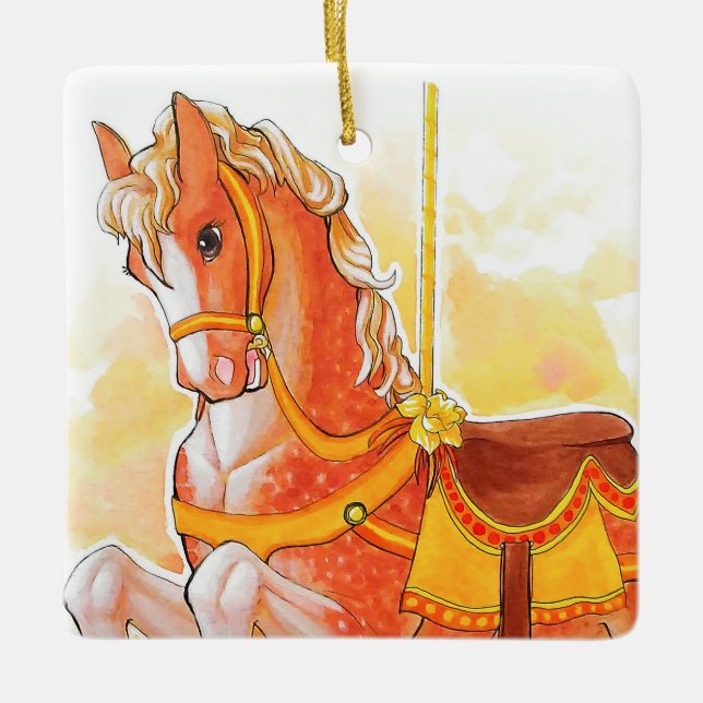 Orange Carousel Horse Ornament (Front)