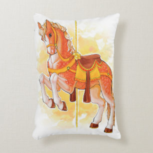 Orange Carousel Horse Pillow