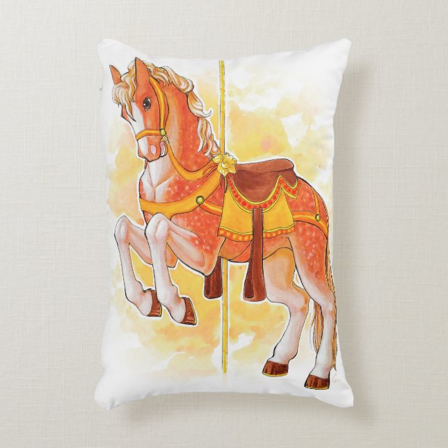 Orange Carousel Horse Pillow (Front(Vertical))