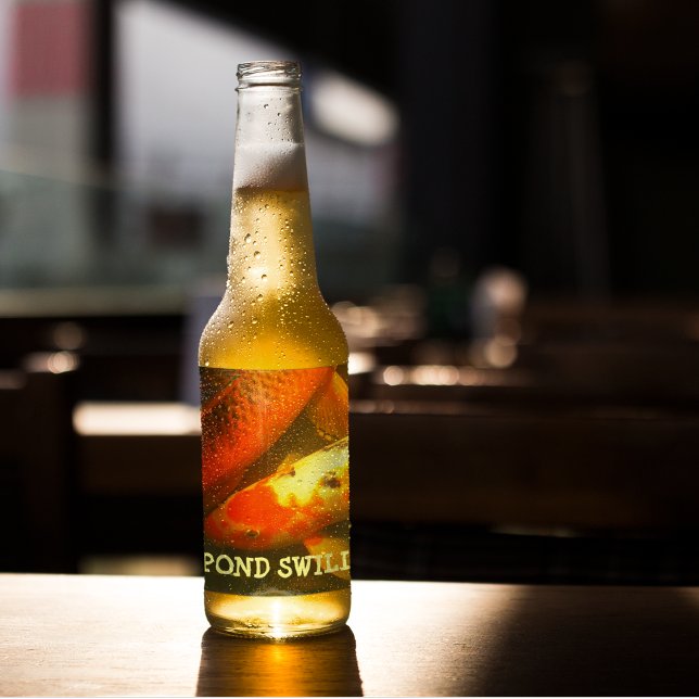 Orange Carp  Pond Swill Beer Bottle Label (In Situ)