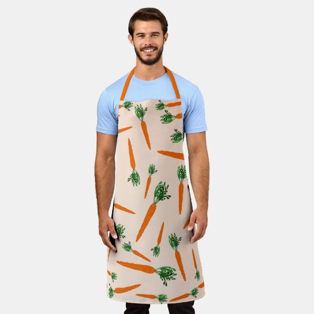 Orange Carrot Pattern Apron (Worn)