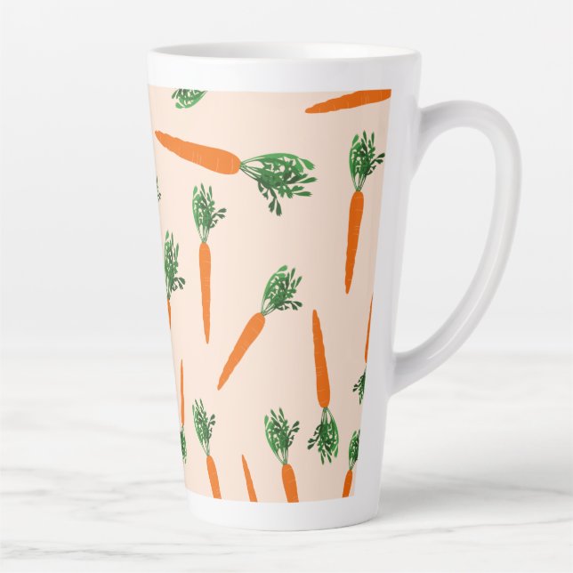 Orange Carrot Pattern Latte Mug (Right)