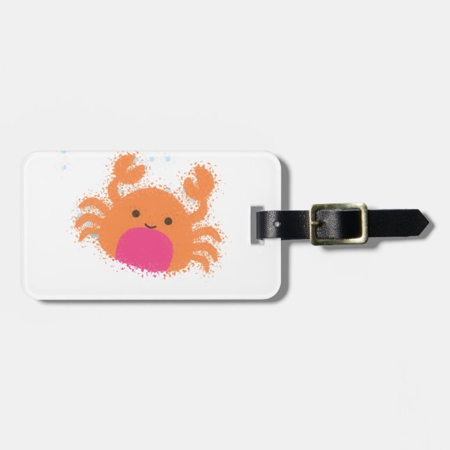 Orange Cartoon Crab Luggage Tag (Front Horizontal)