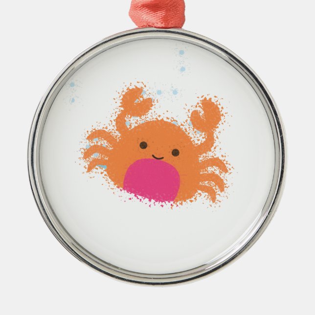 Orange Cartoon Crab Metal Tree Decoration (Front)