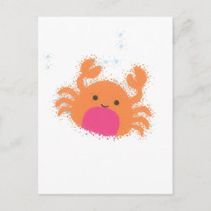 Orange Cartoon Crab Postcard