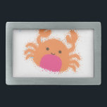 Orange Cartoon Crab Rectangular Belt Buckle<br><div class="desc">A cute orange cartoon crab. Texture effect applied to image.</div>