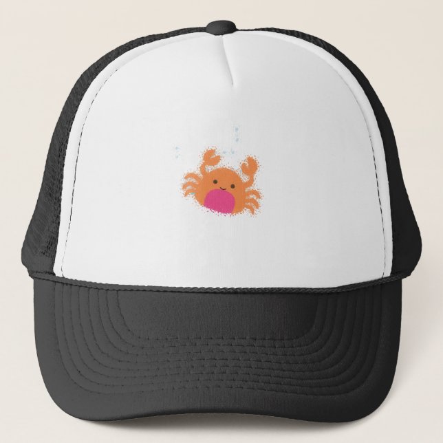 Orange Cartoon Crab Trucker Hat (Front)