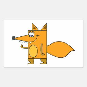 Orange Cartoon Fox Rectangular Sticker