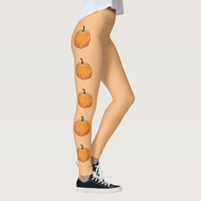 Orange Cartoon Pumpkins Leggings (Right)