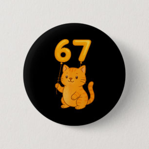 Orange Cat 67 Meme Six Seven Balloon Funny Gen Alp 6 Cm Round Badge