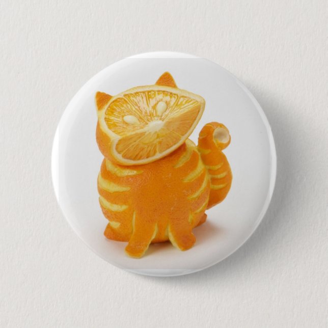 orange cat 6 cm round badge (Front)