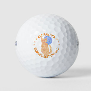 Orange Cat And The Moon Cat Lover Funny Cat Dad Golf Balls