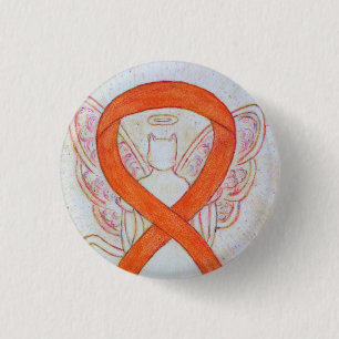 Orange Cat Angel Awareness Ribbon Custom Art Pins
