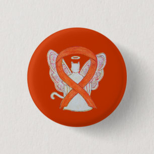Orange Cat Angel Awareness Ribbon Custom Art Pins