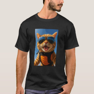 Orange Cat Animal Lover Sky Diving Diver Zoo Mum D T-Shirt