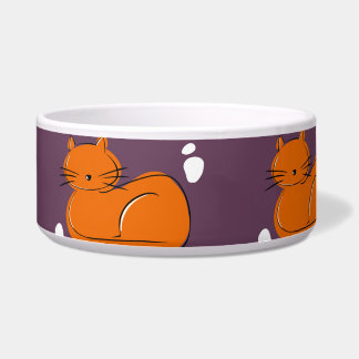 Orange Cat Ceramic Pet Bowl
