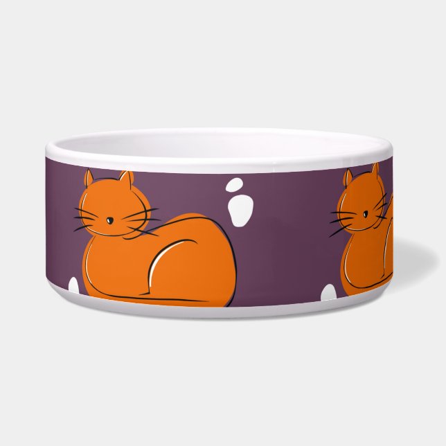 Orange Cat Ceramic Pet Bowl (Left)