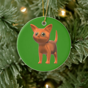 Orange Cat Ceramic Tree Decoration