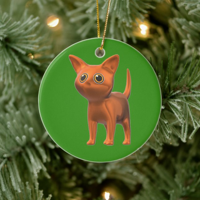 Orange Cat Ceramic Tree Decoration (Tree)