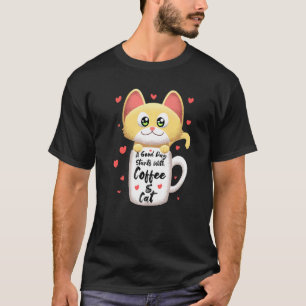 Orange Cat Coffee Cat Mug Kitty Meowing Humour T-Shirt