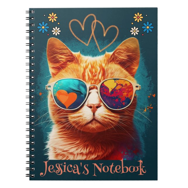 Orange Cat Custom Name Notebook (Front)