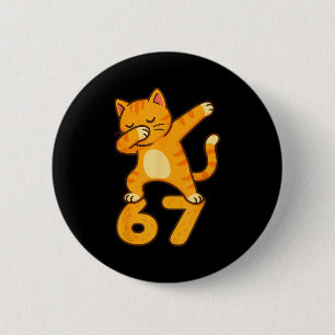 Orange Cat Dabbing Funny 67 Six Seven Meme  6 Cm Round Badge