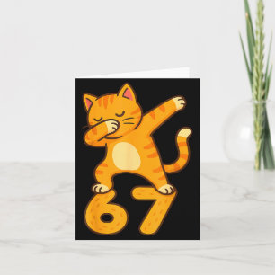 Orange Cat Dabbing Funny 67 Six Seven Meme  Card