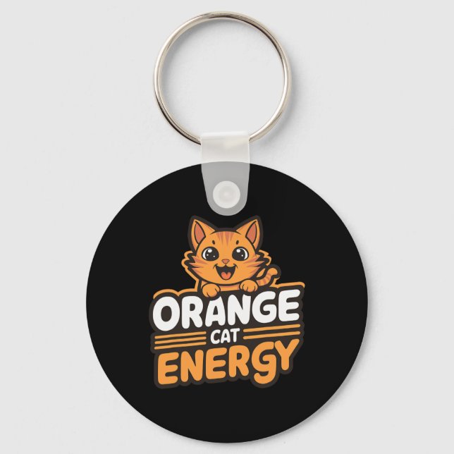 Orange Cat Energy  Key Ring (Front)